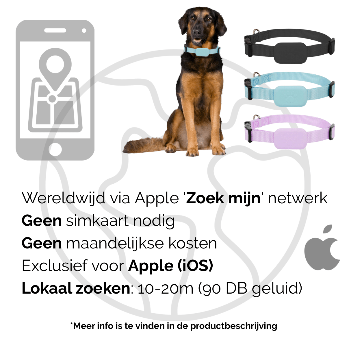 Pet Tracker Apple Find My iOS Bluetooth 5.2 CR2032 1 Year Battery 90dB Alert Cat Dog Locator No SIM | Koossa