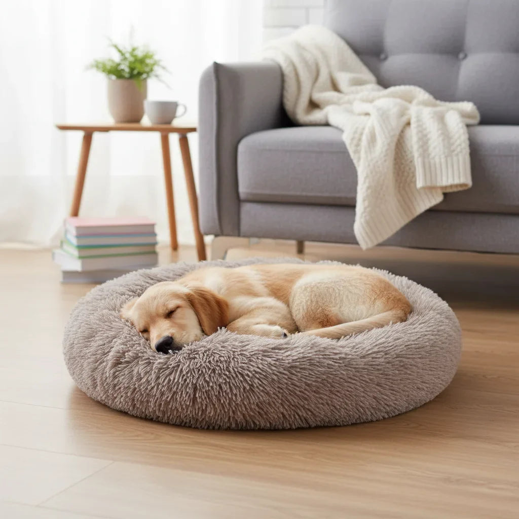 Dog Donut Bed Plush Self-Warming Raised Rim S–3XL 40–100cm Joint Support Calming Cat Dog Round Nest Bed Washable | Koossa