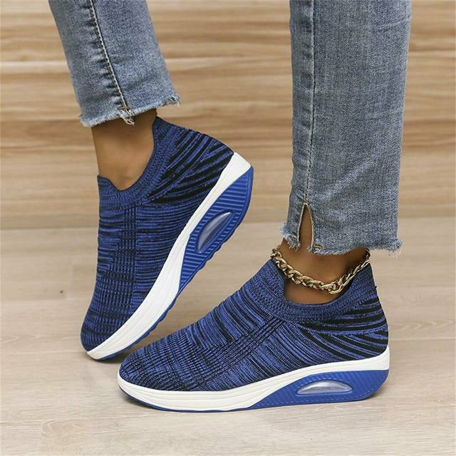 Women's Knitted Slip-On Platform Trainers in Light Violet, Pink, Black, Blue, Purple and Grey for Everyday Comfort and All-Day Walking | Koossa