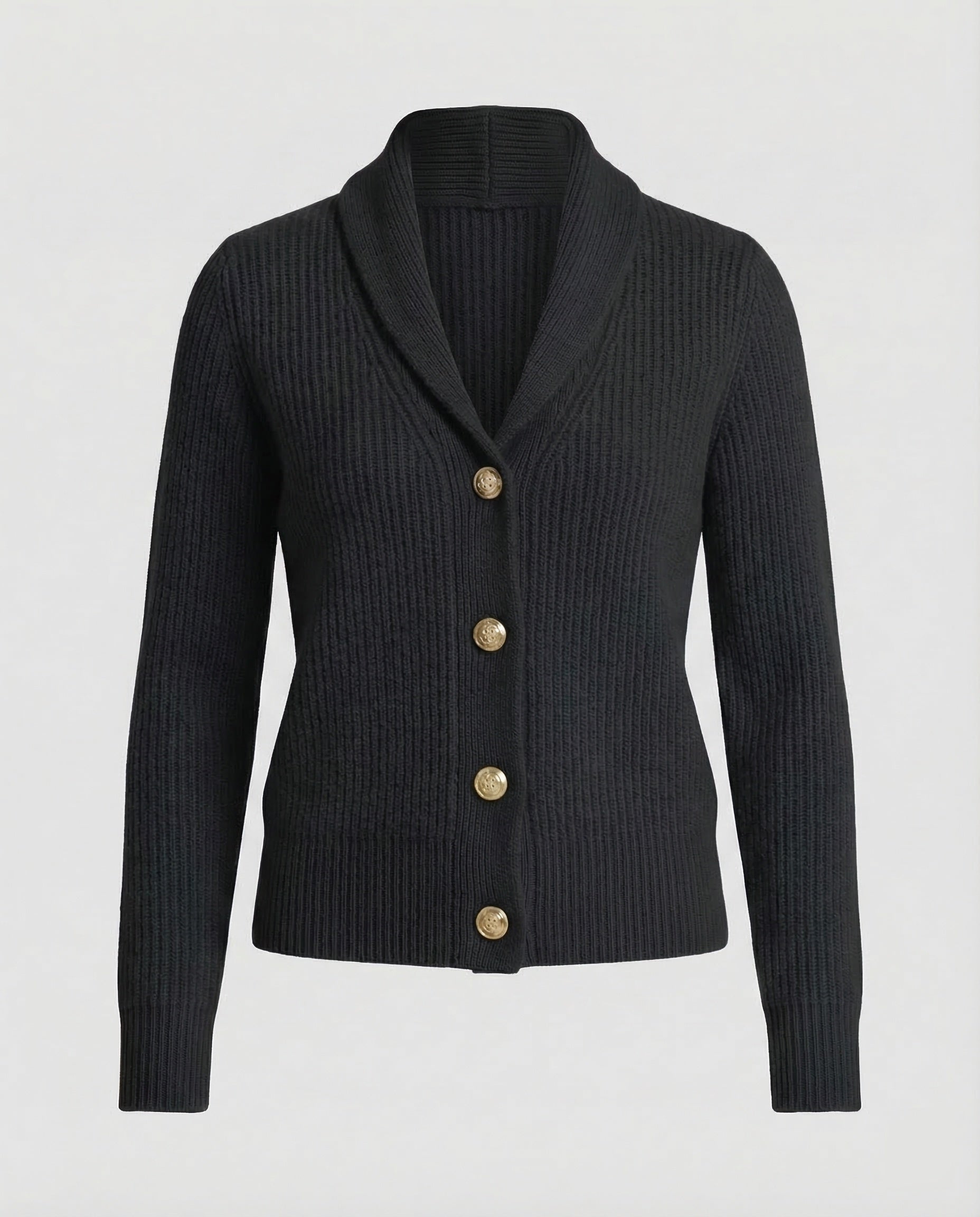 Women's Button-Front Knit Cardigan with Lapel Collar — Classic Long-Sleeve Layering Piece for Office & Everyday Wear | Koossa