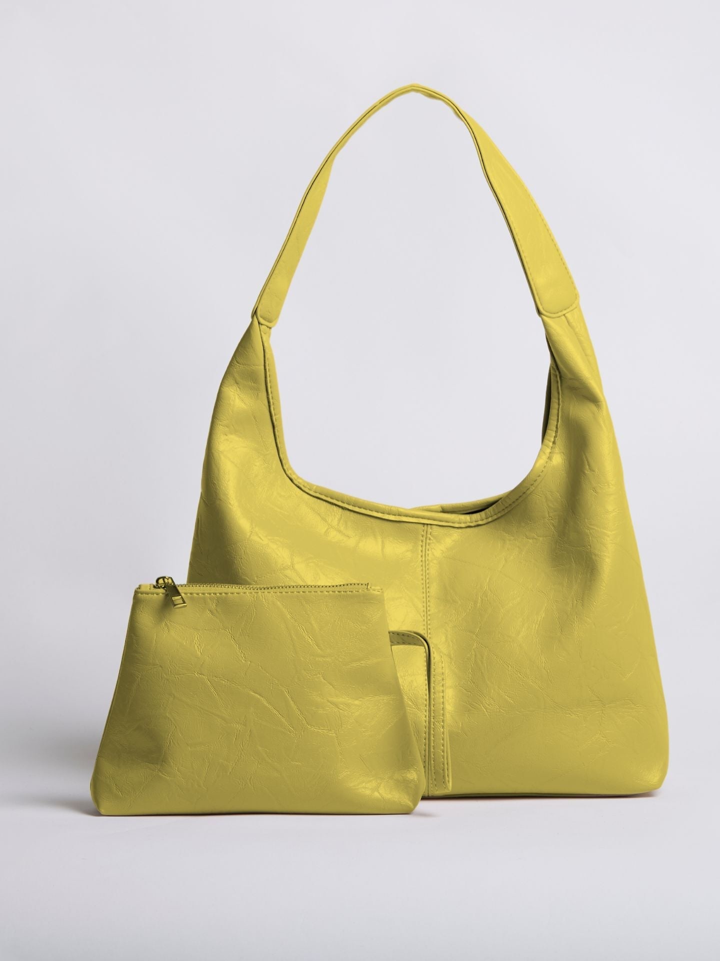 Soft Leather-Effect Tote Bag in Black with Matching Pouch | Spacious Everyday Shoulder Bag with Compartments | Koossa