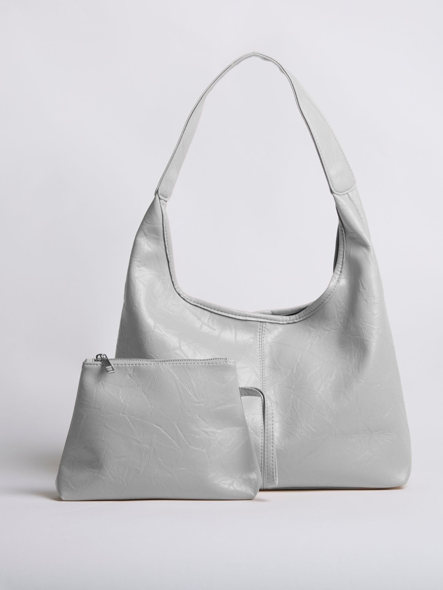 Soft Leather-Effect Tote Bag in Black with Matching Pouch | Spacious Everyday Shoulder Bag with Compartments | Koossa