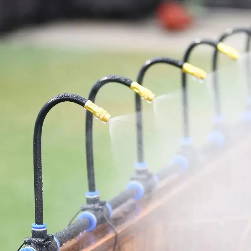 Système de brumisation pour jardin 20 m avec 20 buses réglables en laiton installation facile sans outil | Koossa