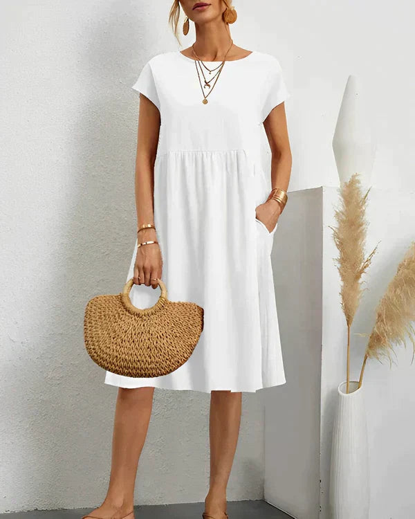 Women's Round Neck Dress in Soft Jersey | Tailored Fit | Day to Evening Wear | Available in Eight Classic Colours | Koossa