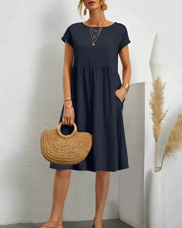Women's Round Neck Dress in Soft Jersey | Tailored Fit | Day to Evening Wear | Available in Eight Classic Colours | Koossa