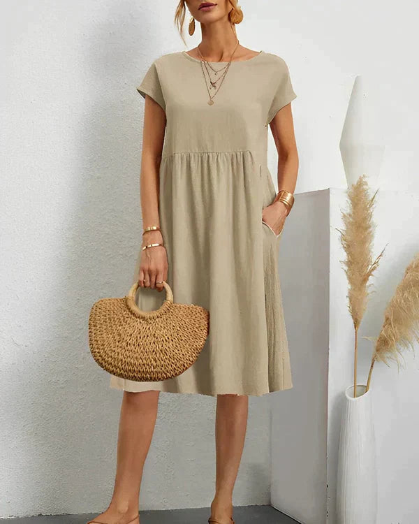 Women's Round Neck Dress in Soft Jersey | Tailored Fit | Day to Evening Wear | Available in Eight Classic Colours | Koossa