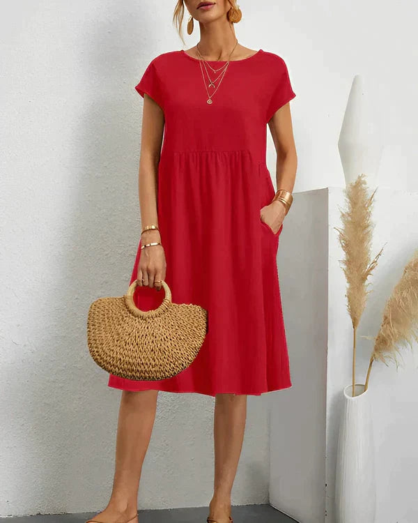 Women's Round Neck Dress in Soft Jersey | Tailored Fit | Day to Evening Wear | Available in Eight Classic Colours | Koossa