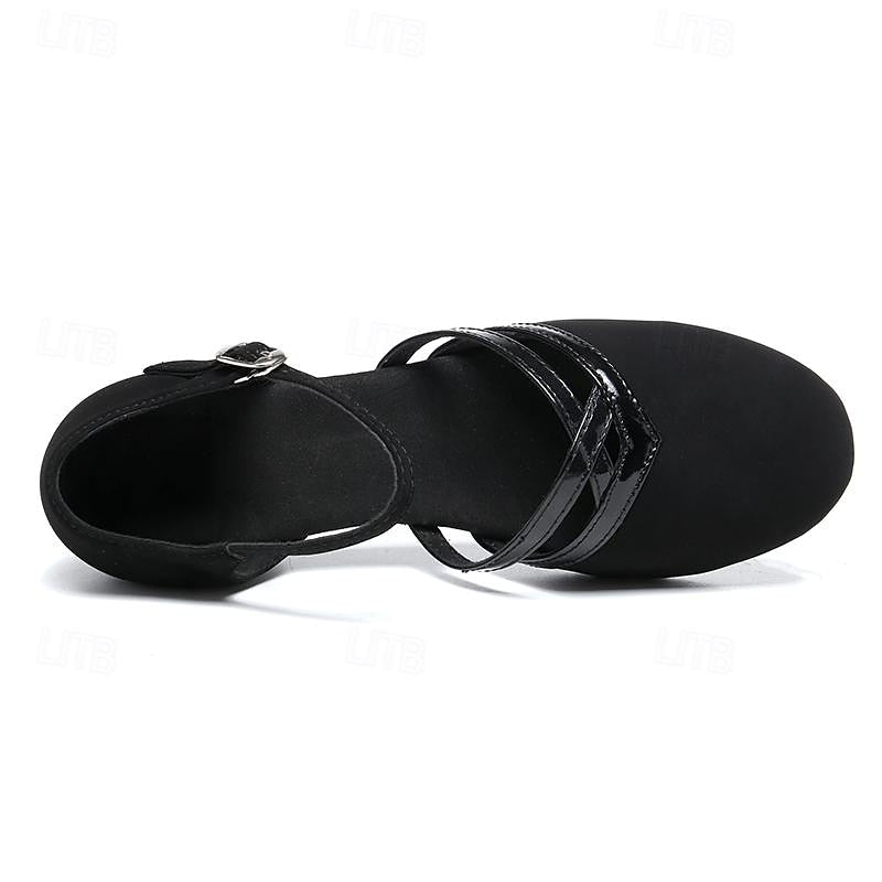 Women's Black Dance Shoes — Elegant Ballroom Shoes with Adjustable Ankle Strap for Latin & Ballroom Dancing | Koossa
