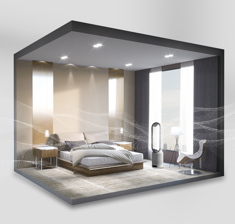 Rafraîchisseur évaporatif avec ioniseur et triple filtration HEPA UV pour air purifié intérieur blanc | Koossa