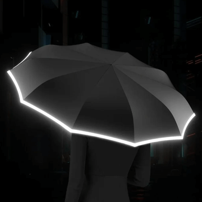 Reflective Storm-Resistant Umbrella with Reinforced Frame for Commuting & Night Visibility | Compact Windproof Rain Umbrella | Lonoma