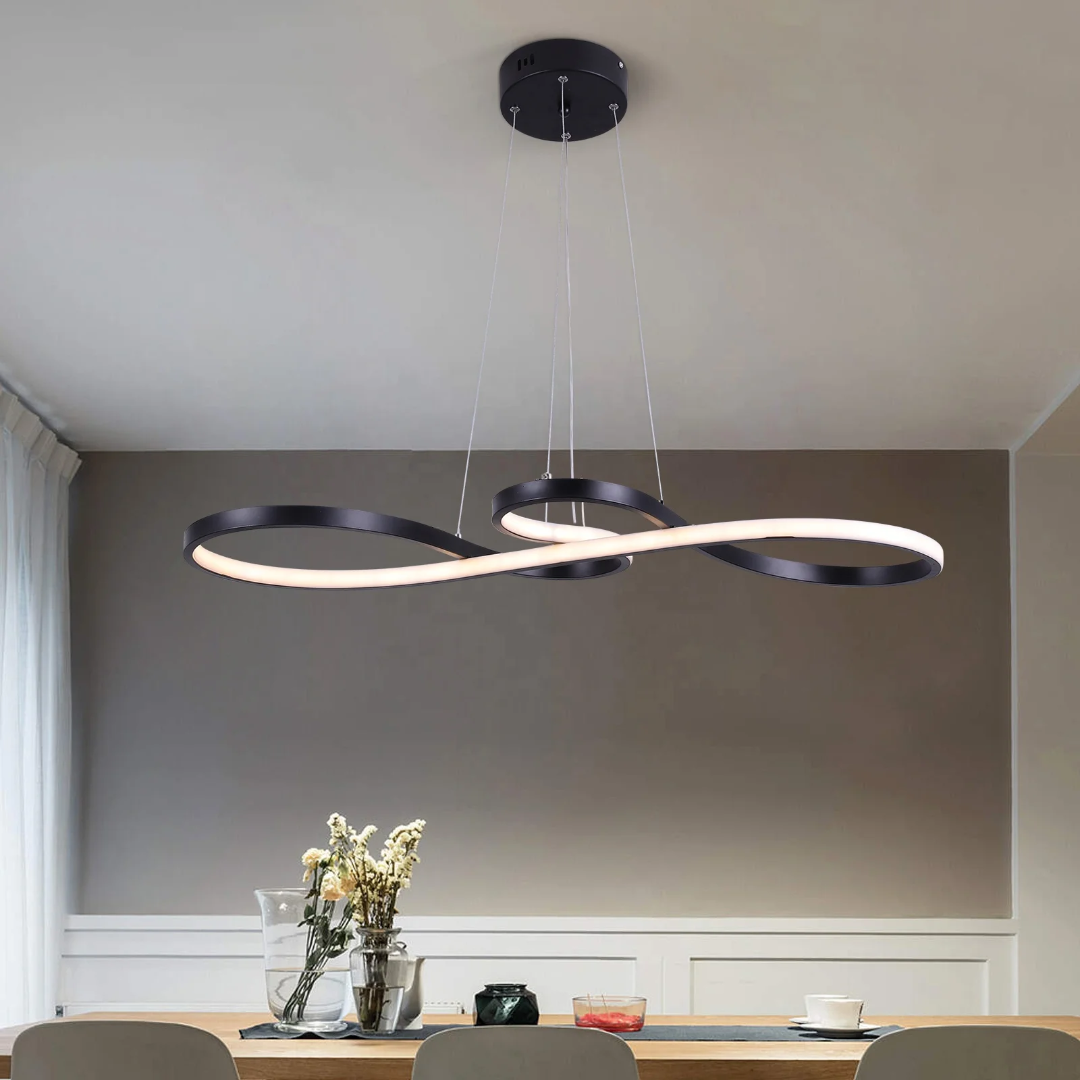 Suspension LED à Anneaux Réglable en Hauteur Trois Températures de Couleur Aluminium Acrylique Design Moderne | Koossa