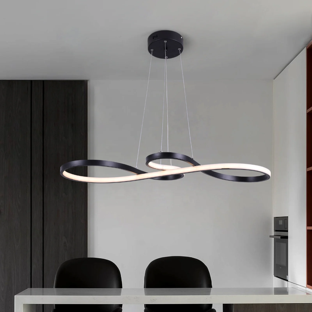Suspension LED à Anneaux Réglable en Hauteur Trois Températures de Couleur Aluminium Acrylique Design Moderne | Koossa