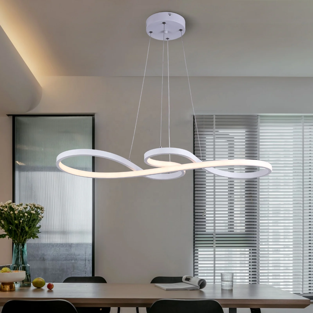Suspension LED à Anneaux Réglable en Hauteur Trois Températures de Couleur Aluminium Acrylique Design Moderne | Koossa
