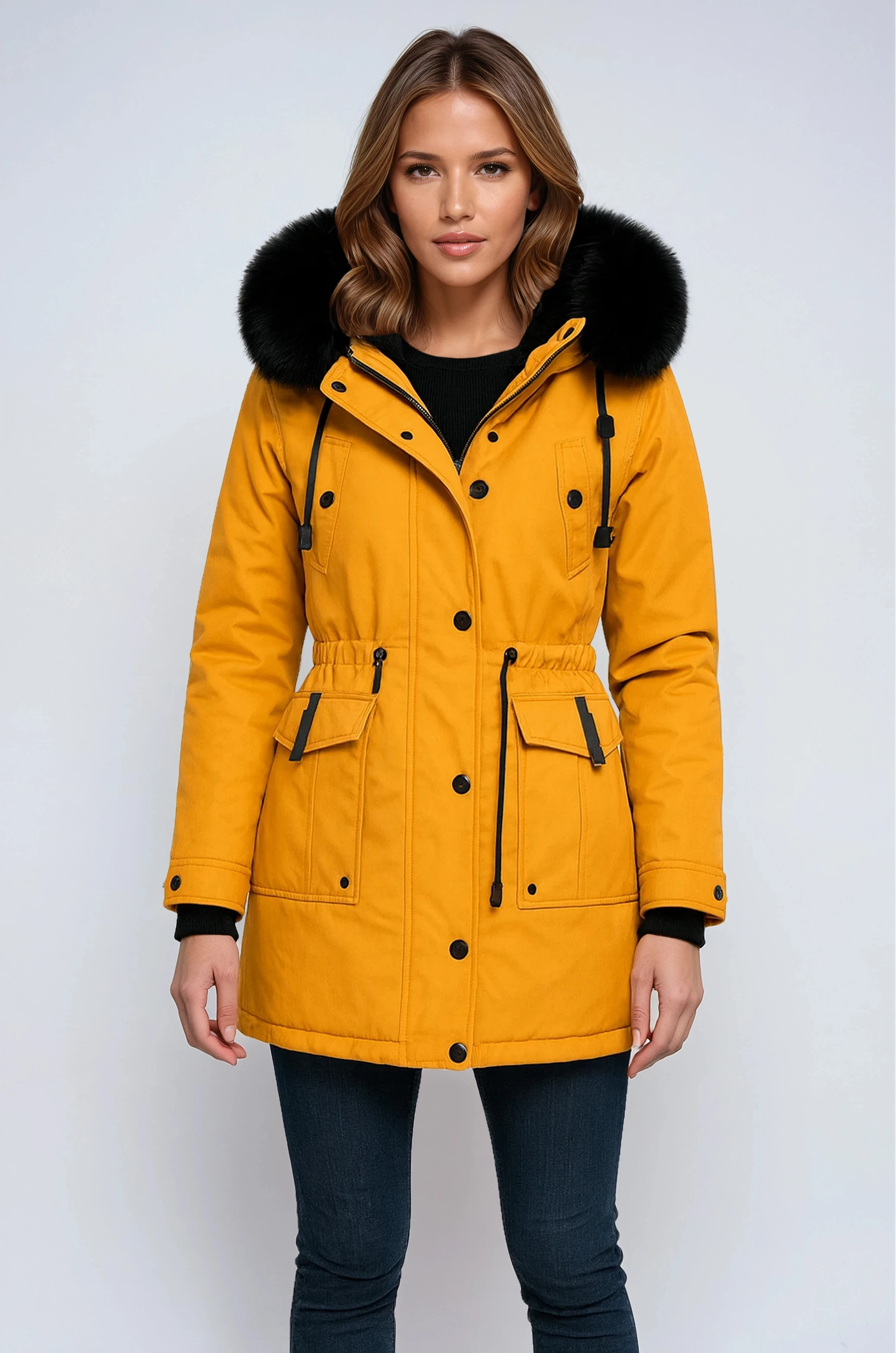 Women's Hooded Parka Coat with Faux Fur Trim — Stylish Winter Jacket for Cold Weather & City Wear | Koossa