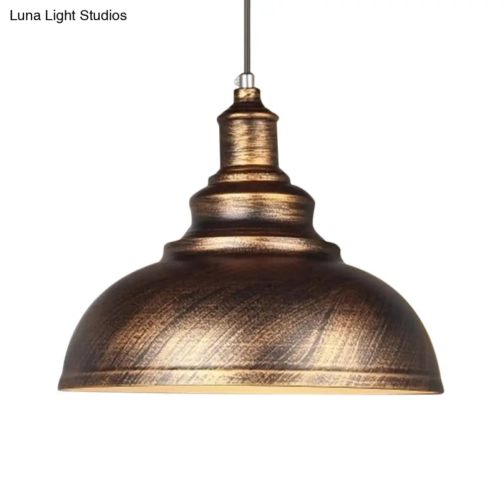 Industrial Metal Dome Pendant Light in Black, White or Rust – Farmhouse Bowl Hanging Ceiling Lamp for Kitchen Island & Dining Room | Lonoma