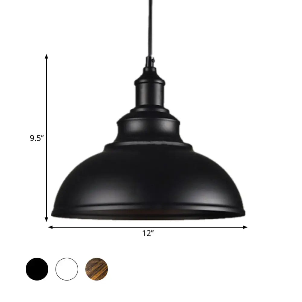 Industrial Metal Dome Pendant Light in Black, White or Rust – Farmhouse Bowl Hanging Ceiling Lamp for Kitchen Island & Dining Room | Lonoma