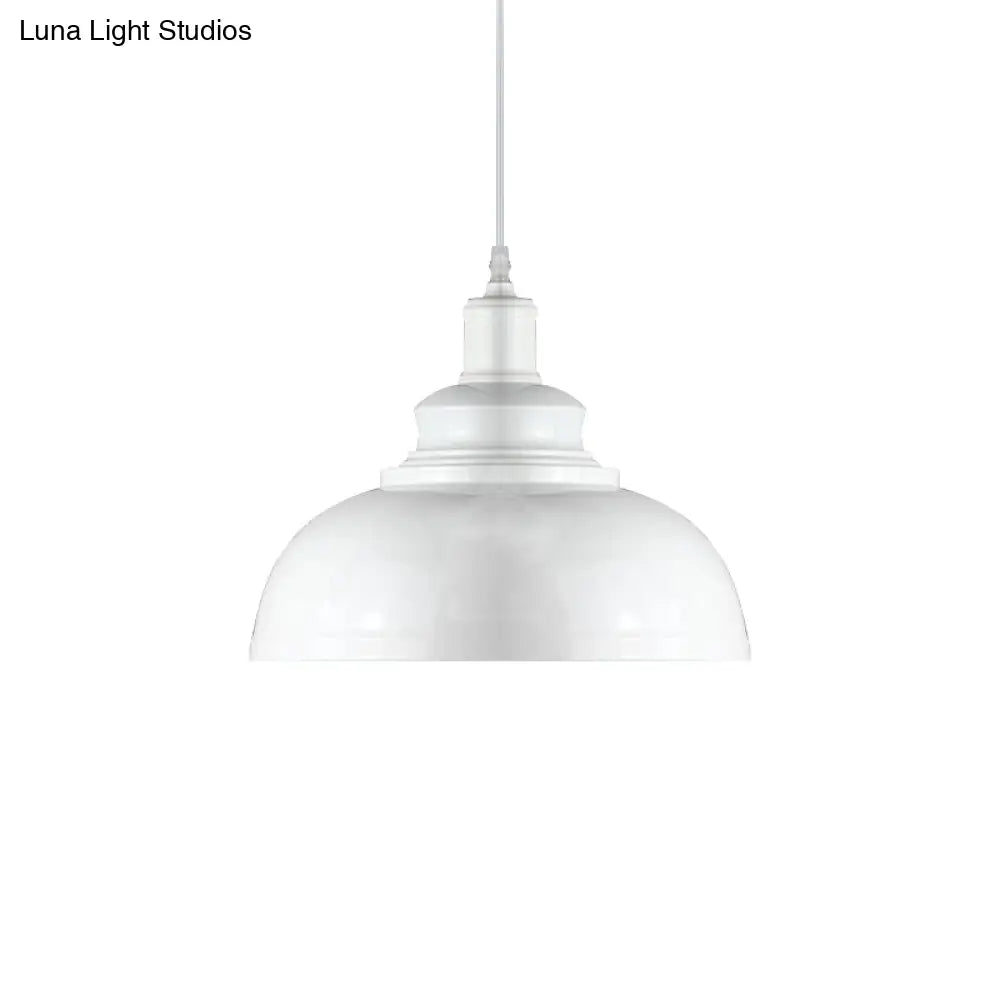 Industrial Metal Dome Pendant Light in Black, White or Rust – Farmhouse Bowl Hanging Ceiling Lamp for Kitchen Island & Dining Room | Lonoma