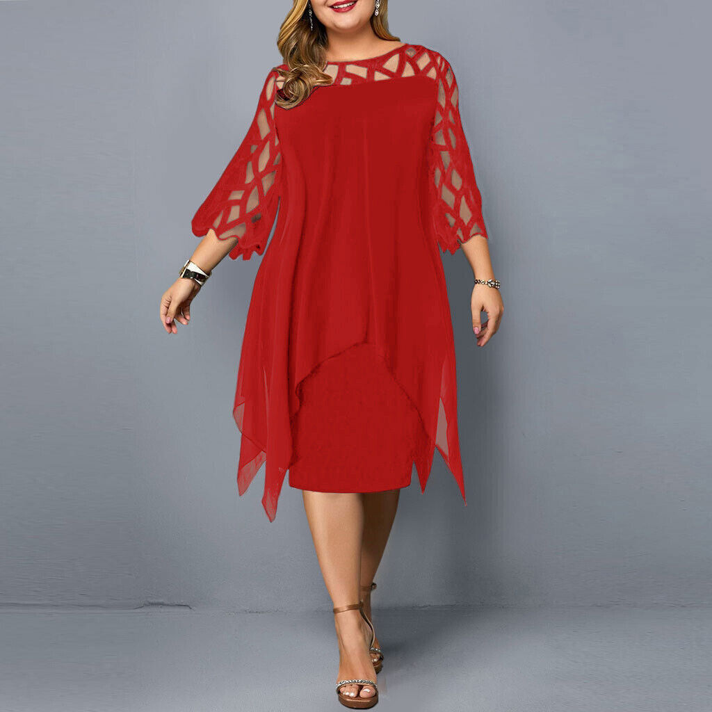 Women's Elegant Midi Dress with Lace Sleeves — Timeless Autumn Dress for Cocktail Parties & Special Occasions | Koossa