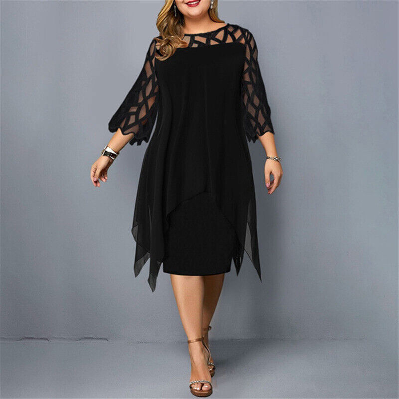 Women's Elegant Midi Dress with Lace Sleeves — Timeless Autumn Dress for Cocktail Parties & Special Occasions | Koossa