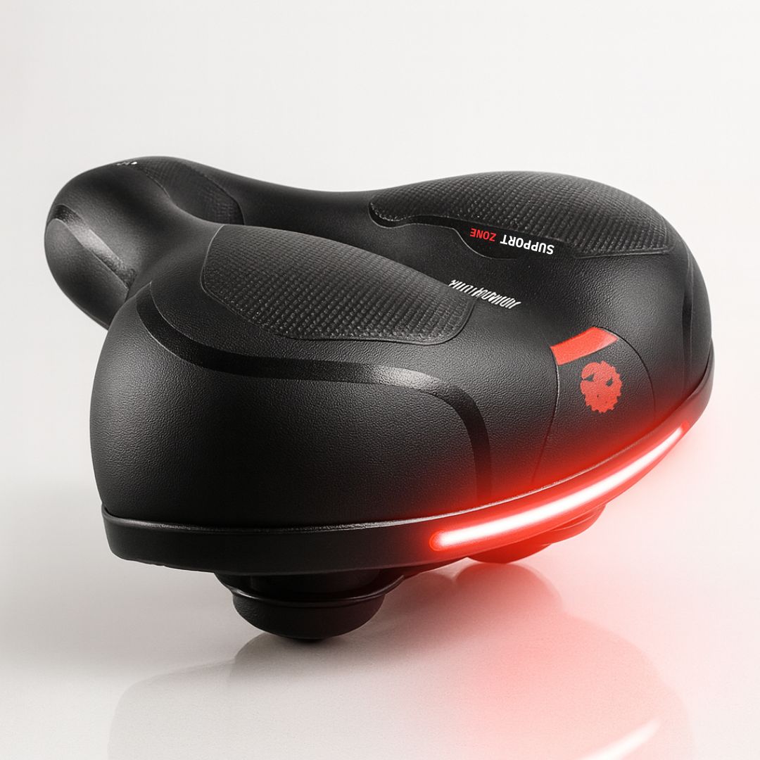 Bike Seat with Gel Foam Padding, Spring Suspension & Rear Reflector, Comfortable Bicycle Saddle for Road, Mountain & Cruiser Bikes | Lonoma