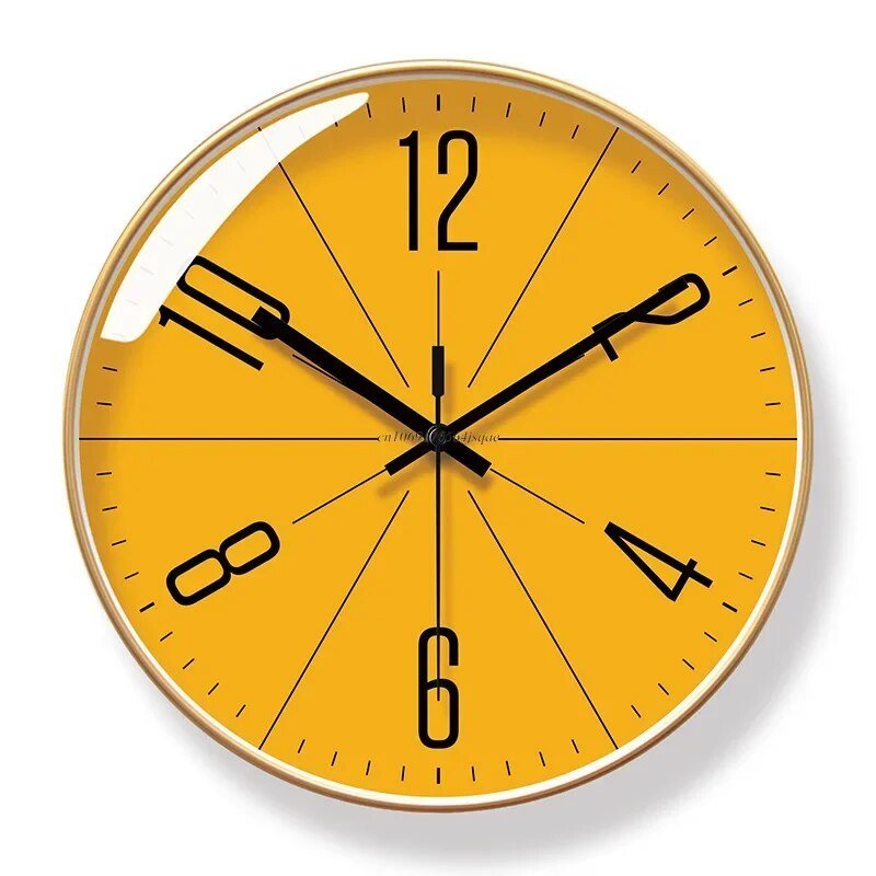Round Wall Clock Silent Sweep Movement Modern Black White Gray Orange Dial 10-14 Inch Battery Operated Living Room Bedroom Office Kitchen | Lonoma