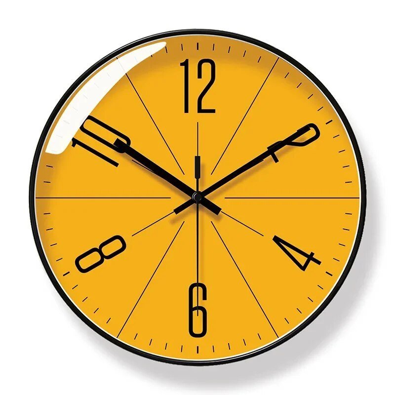 Round Wall Clock Silent Sweep Movement Modern Black White Gray Orange Dial 10-14 Inch Battery Operated Living Room Bedroom Office Kitchen | Lonoma