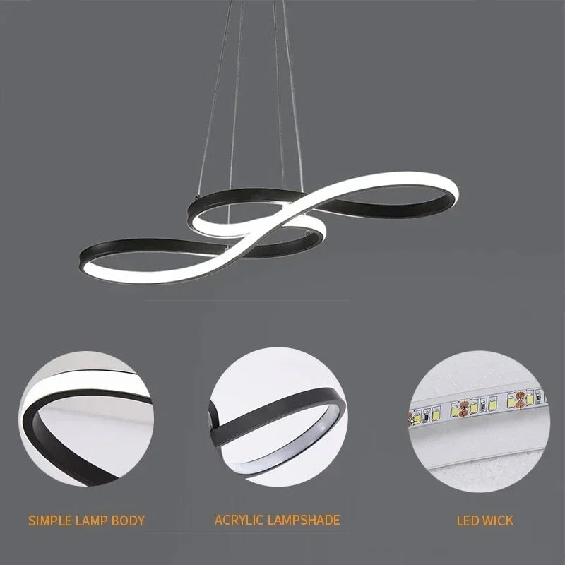 Suspension LED à Anneaux Réglable en Hauteur Trois Températures de Couleur Aluminium Acrylique Design Moderne | Koossa