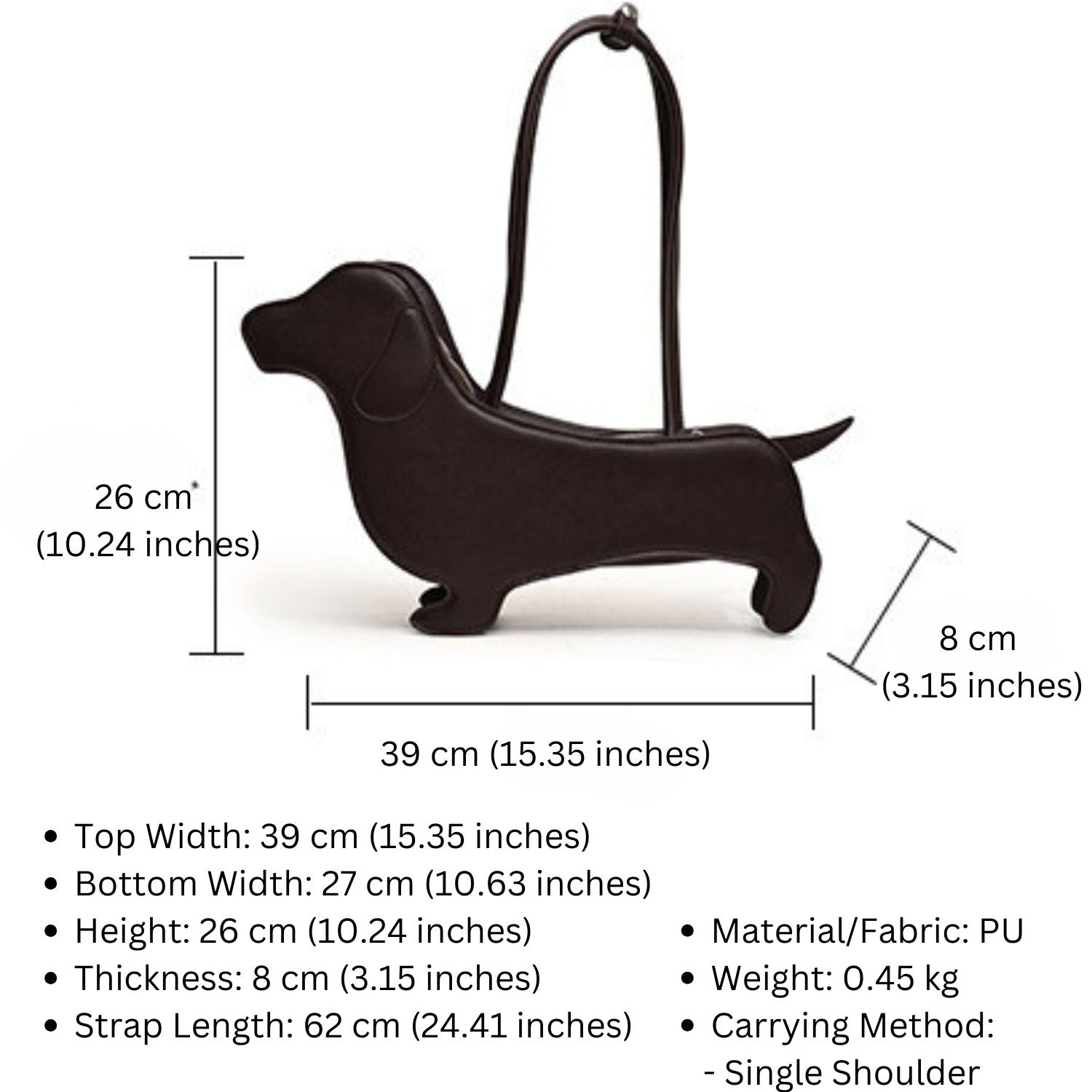 Dachshund Shaped Handbag Novelty Shoulder Bag Women Structured Tote Sausage Dog Purse Adjustable Strap Dachshund Lover Gift Bag | Koossa