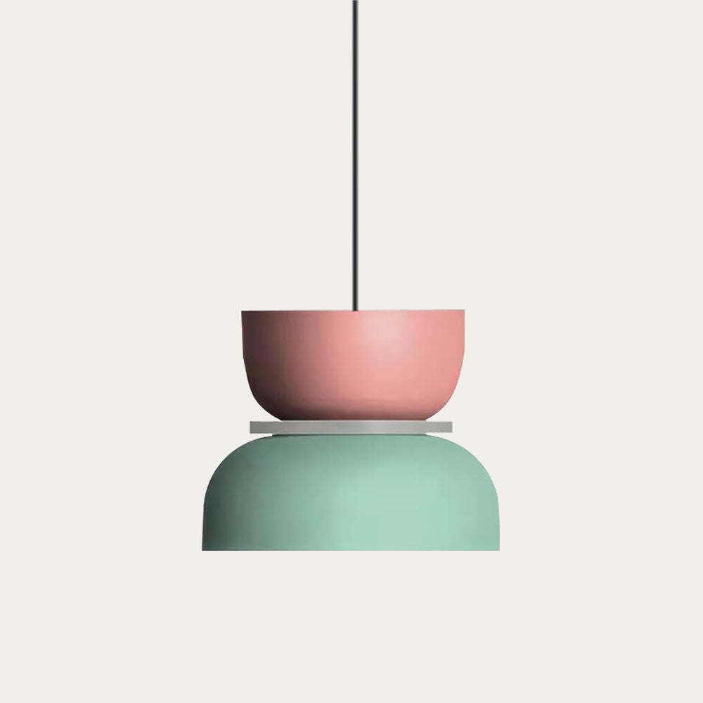 Suspension Scandinave Bicolore à Deux Abat-Jours Superposés pour Salle à Manger et Séjour Contemporain | Koossa