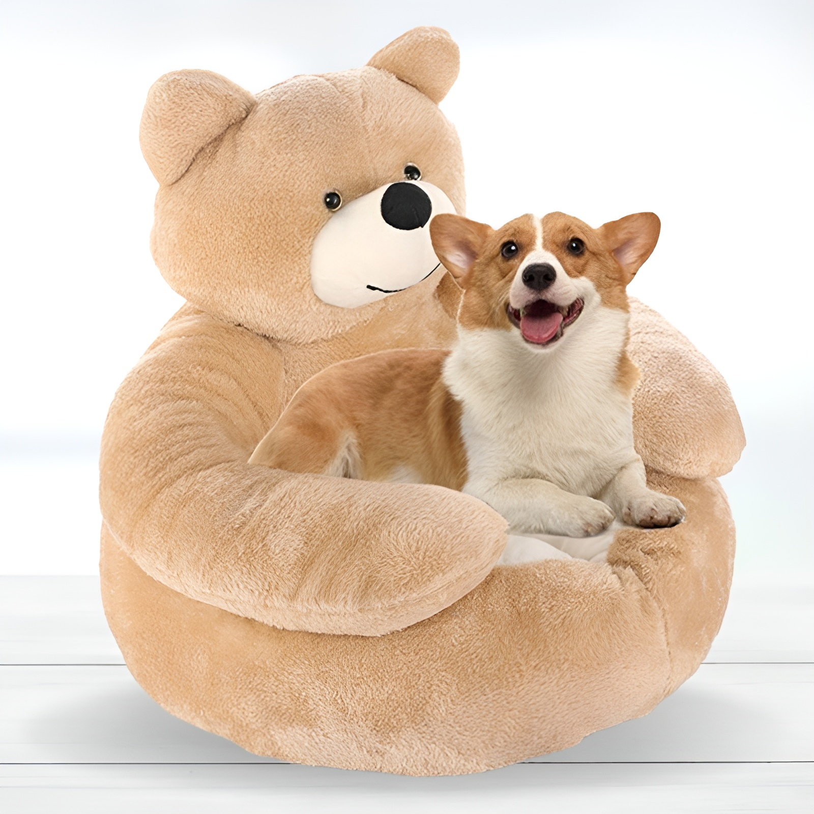 Dog Cat Bed Teddy Bear Plush Small Medium Large Cat Pet Cushion Washable Soft Cosy Round | Koossa