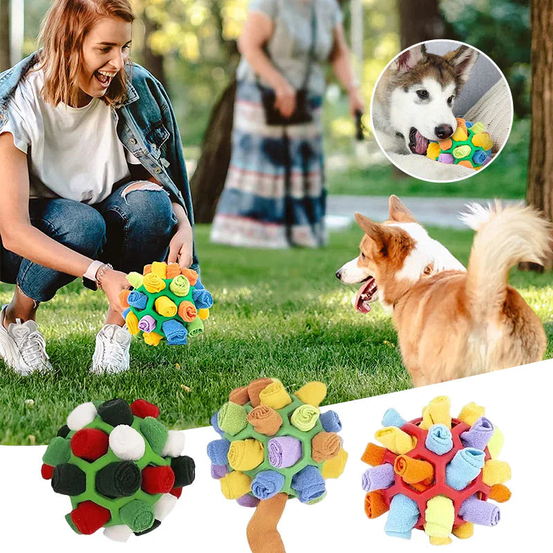 Dog Snuffle Ball Treat Dispenser Foraging Toy Fleece Fabric Nose Work Puzzle Interactive Feeder Slow Eating Enrichment | Koossa
