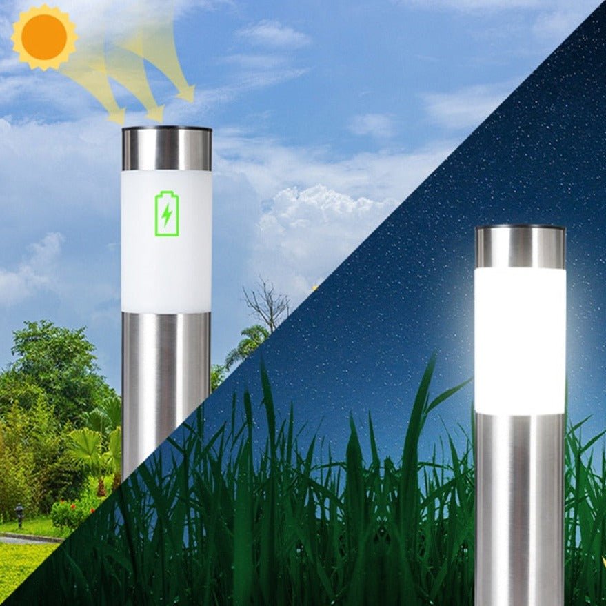 Solar Pathway Lights Outdoor, 16.5 in Stainless Steel Garden Lamp with Light Sensor, IP65 Waterproof Walkway & Driveway Lighting | Lonoma