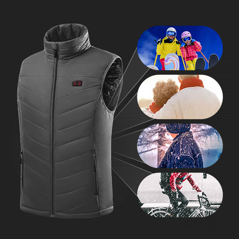 Women's Black Heated Gilet with USB Rechargeable Heating Zones — Lightweight Warming Bodywarmer for Winter | Koossa