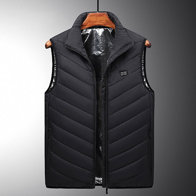 Women's Black Heated Gilet with USB Rechargeable Heating Zones — Lightweight Warming Bodywarmer for Winter | Koossa