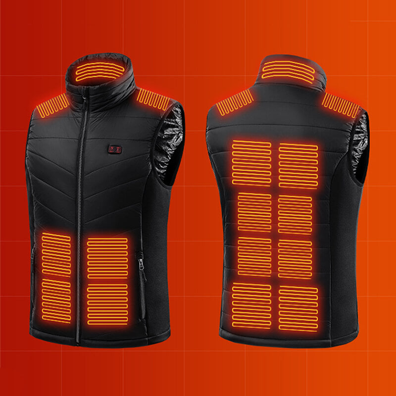 Women's Black Heated Gilet with USB Rechargeable Heating Zones — Lightweight Warming Bodywarmer for Winter | Koossa