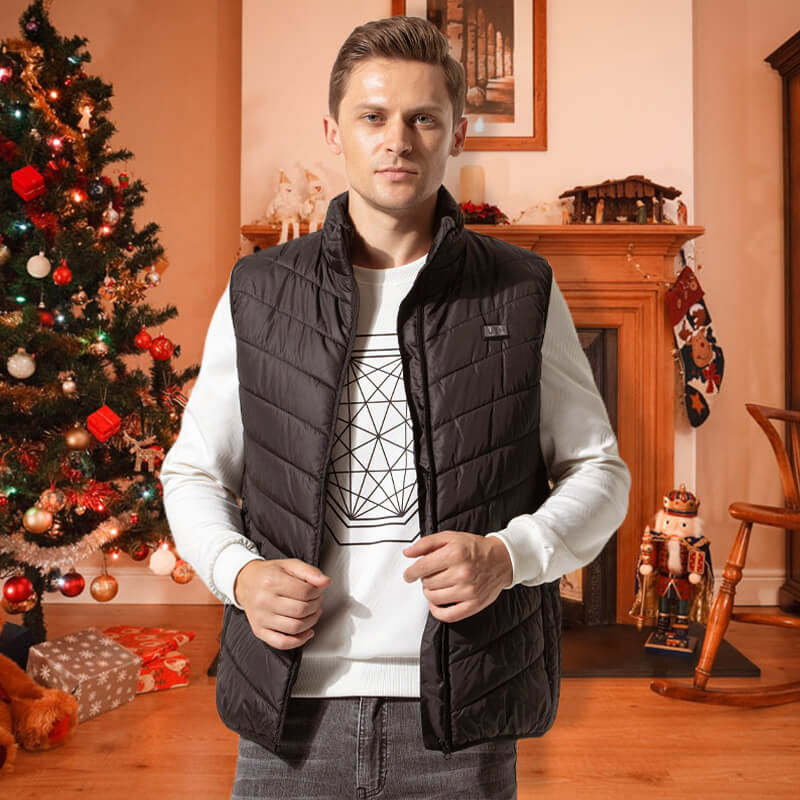 Women's Black Heated Gilet with USB Rechargeable Heating Zones — Lightweight Warming Bodywarmer for Winter | Koossa