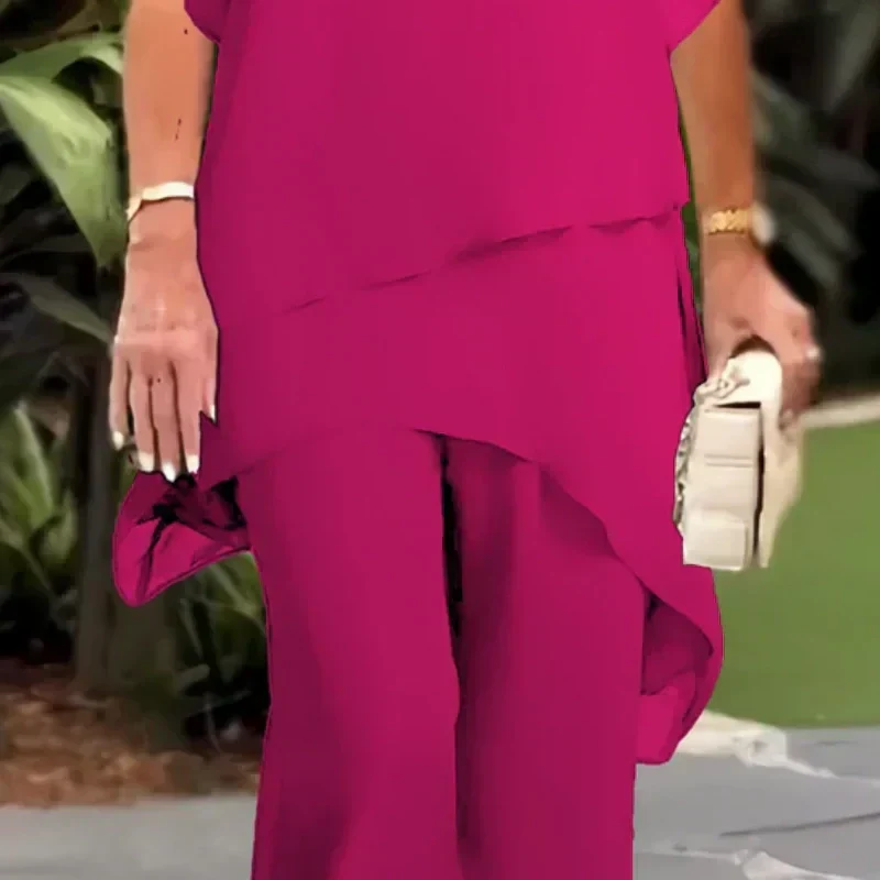 Women's Draped Palazzo Trousers with Coordinating Top in Flowing Fabric for Smart Daywear and Evening Occasions | Koossa