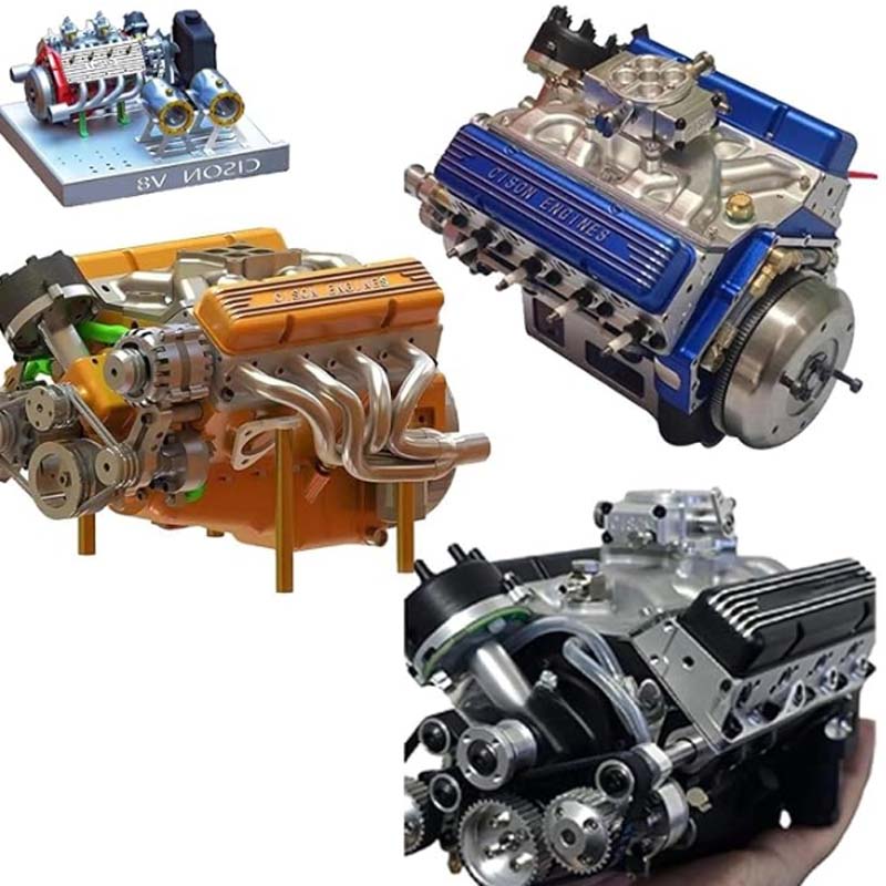 V8 OHV Gas Engine Model Kit with CDI Ignition | Working Miniature Engine Block, CNC Metal Build-It-Yourself Hobby Kit for Adults | Lonoma