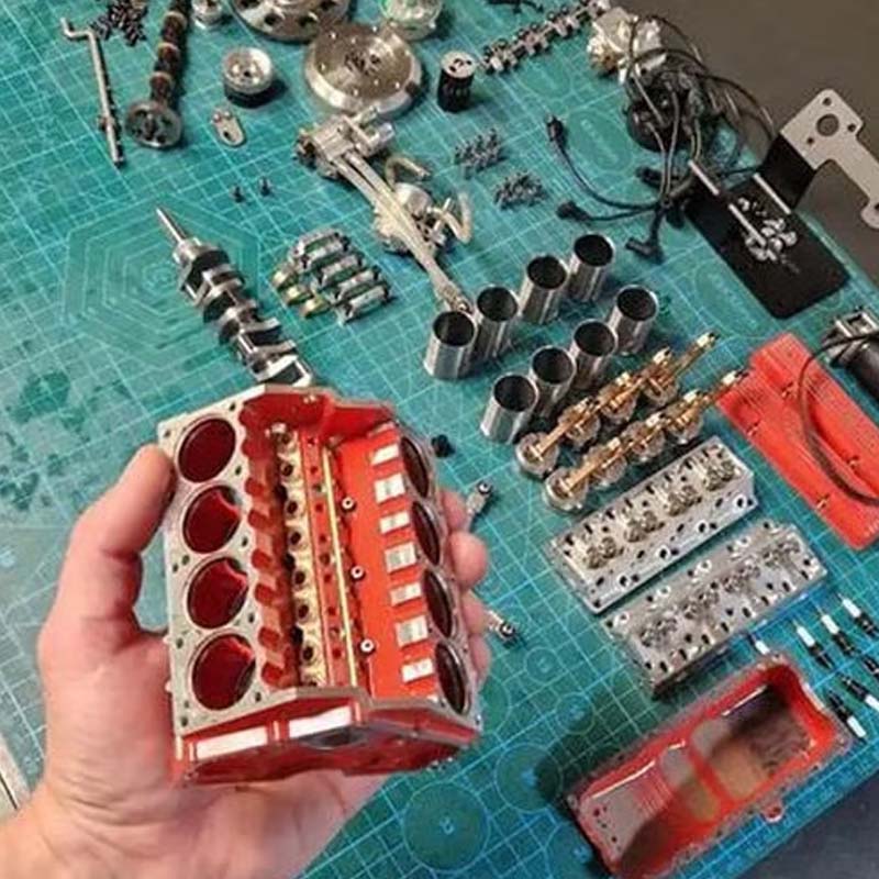 Metal V8 Engine Model Building Kit with Ignition System CNC Machined Functional Motor for RC Projects Educational STEM Assembly | Lonoma