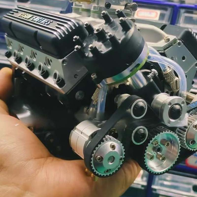 V8 OHV Gas Engine Model Kit with CDI Ignition | Working Miniature Engine Block, CNC Metal Build-It-Yourself Hobby Kit for Adults | Lonoma