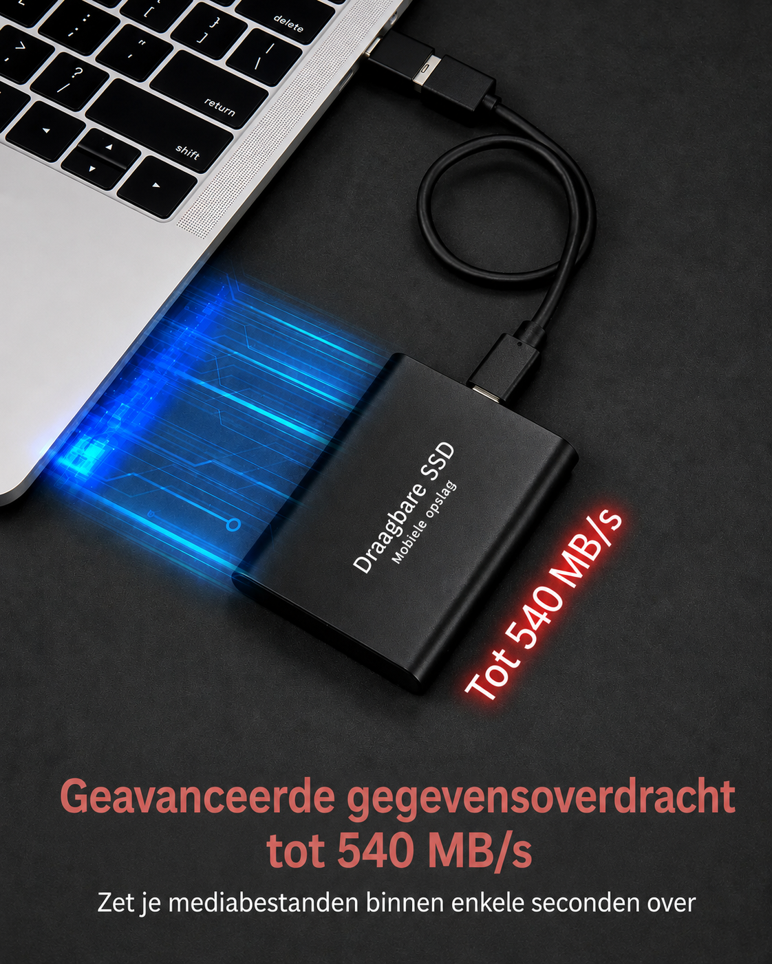 128TB Portable External SSD USB-C, 540 MB/s Solid State Drive for Mac, PC & Android, Shock-Resistant Aluminum Backup Storage | Lonoma