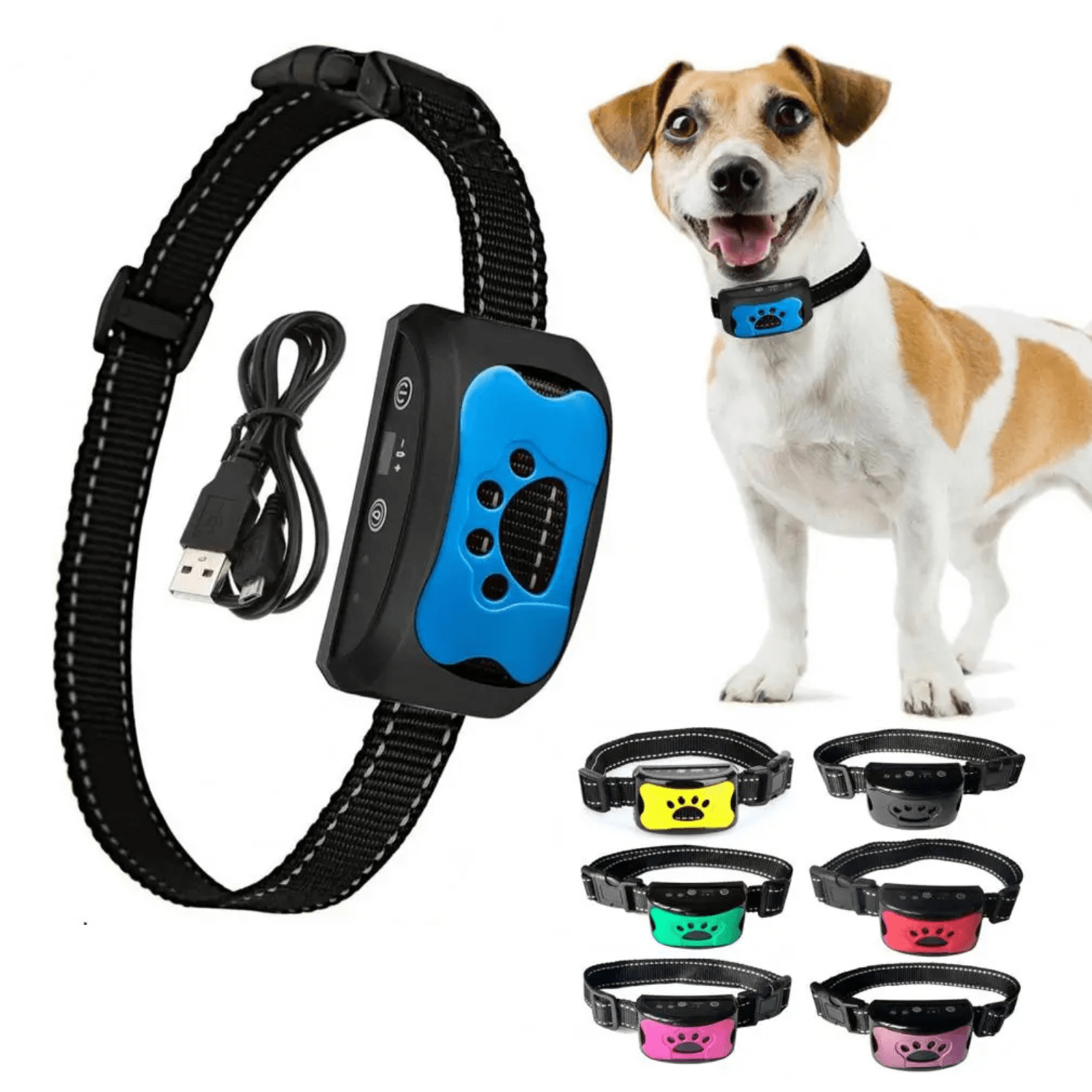 Dog Bark Collar Beep Vibration Rechargeable USB Adjustable 4.7–22 in 7 Sensitivity Levels Anti-Bark Training | Koossa