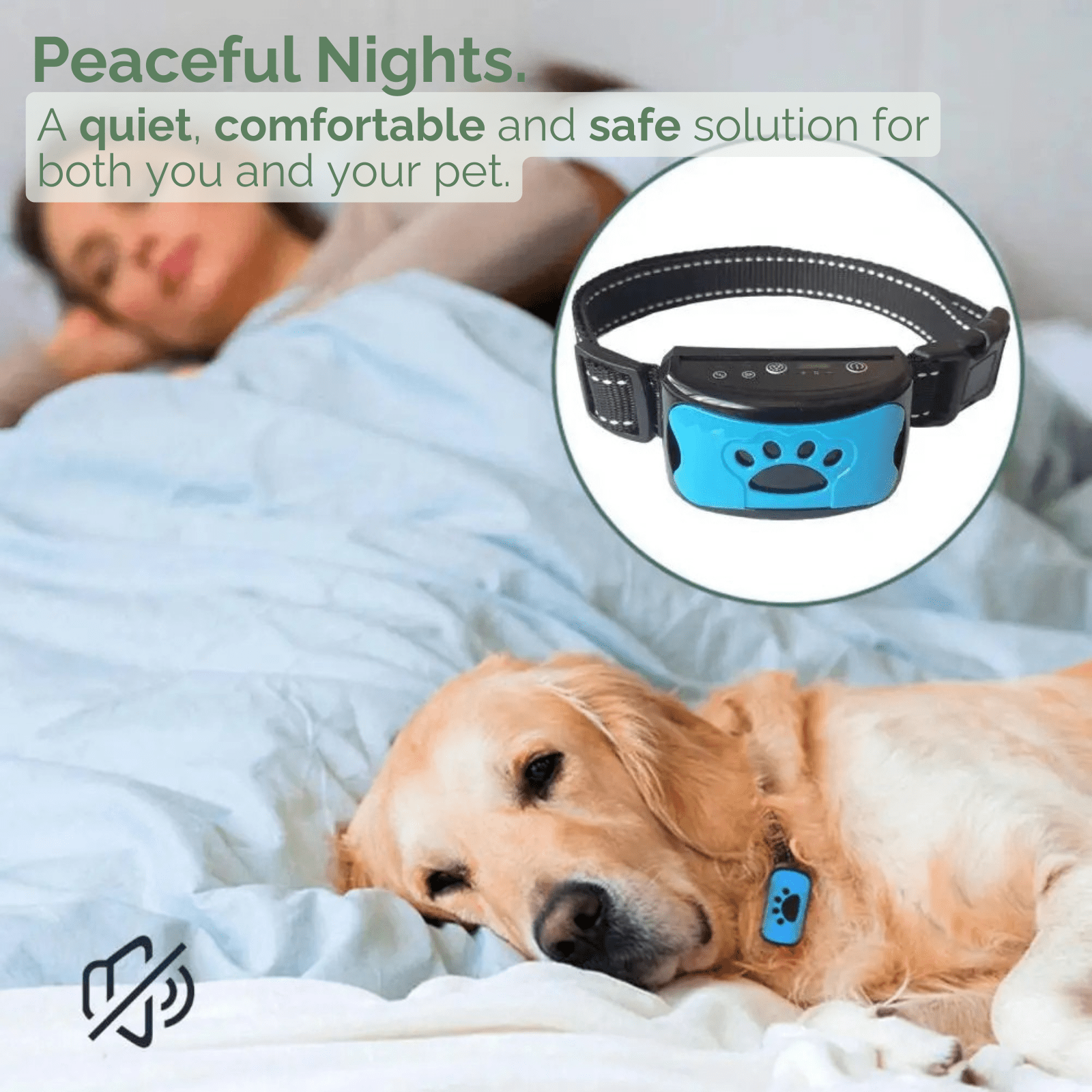Dog Bark Collar Beep Vibration Rechargeable USB Adjustable 4.7–22 in 7 Sensitivity Levels Anti-Bark Training | Koossa