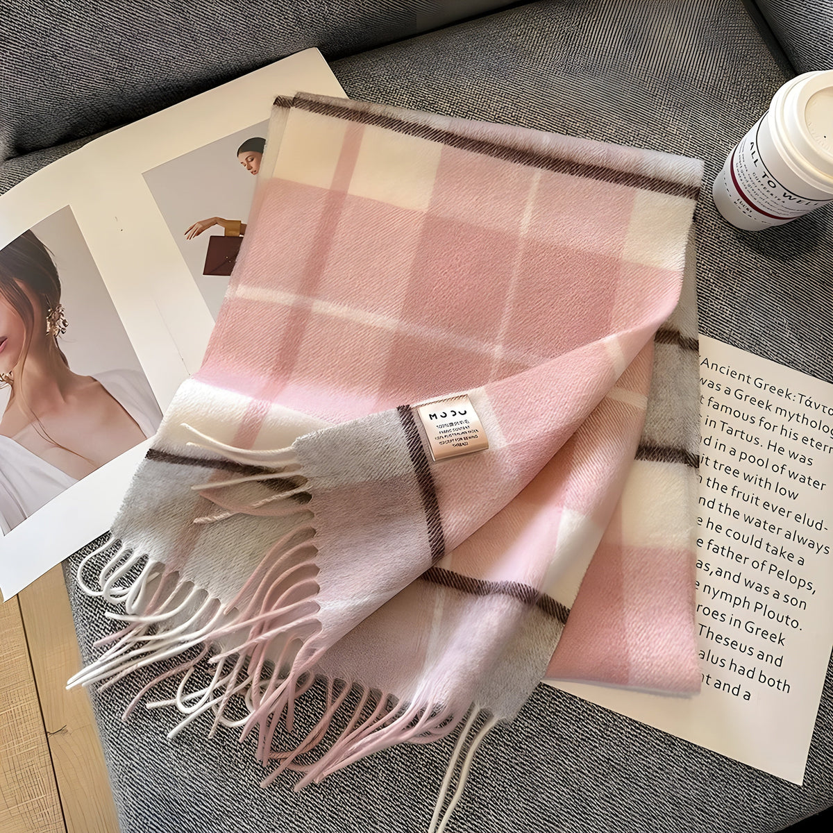 Plaid Cashmere Winter Scarf for Women 79 × 28 in Soft Wool Wrap Shawl Classic Checked Pattern Cold Weather Accessory | Lonoma