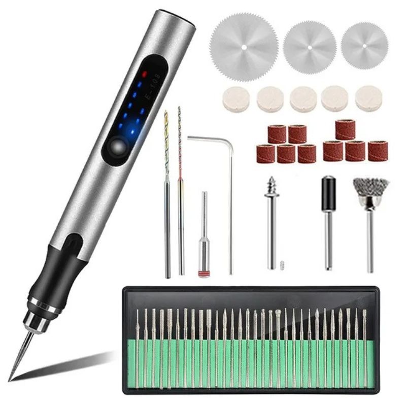 Stylet graveur électrique sans fil rechargeable LCD 18 000 tr/min bois verre métal loisirs créatifs DIY | Koossa