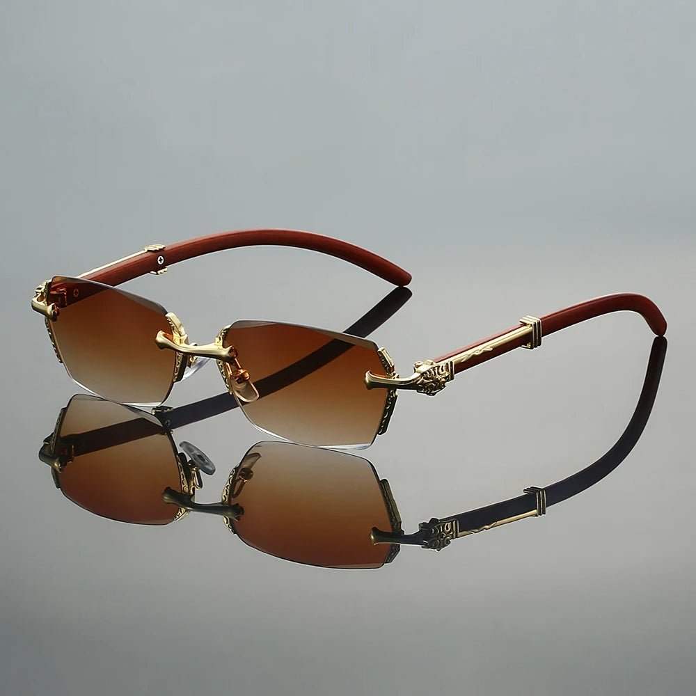 Rimless Sunglasses with Decorative Gold Temples and Gradient Lenses for UV400 Protection | Koossa