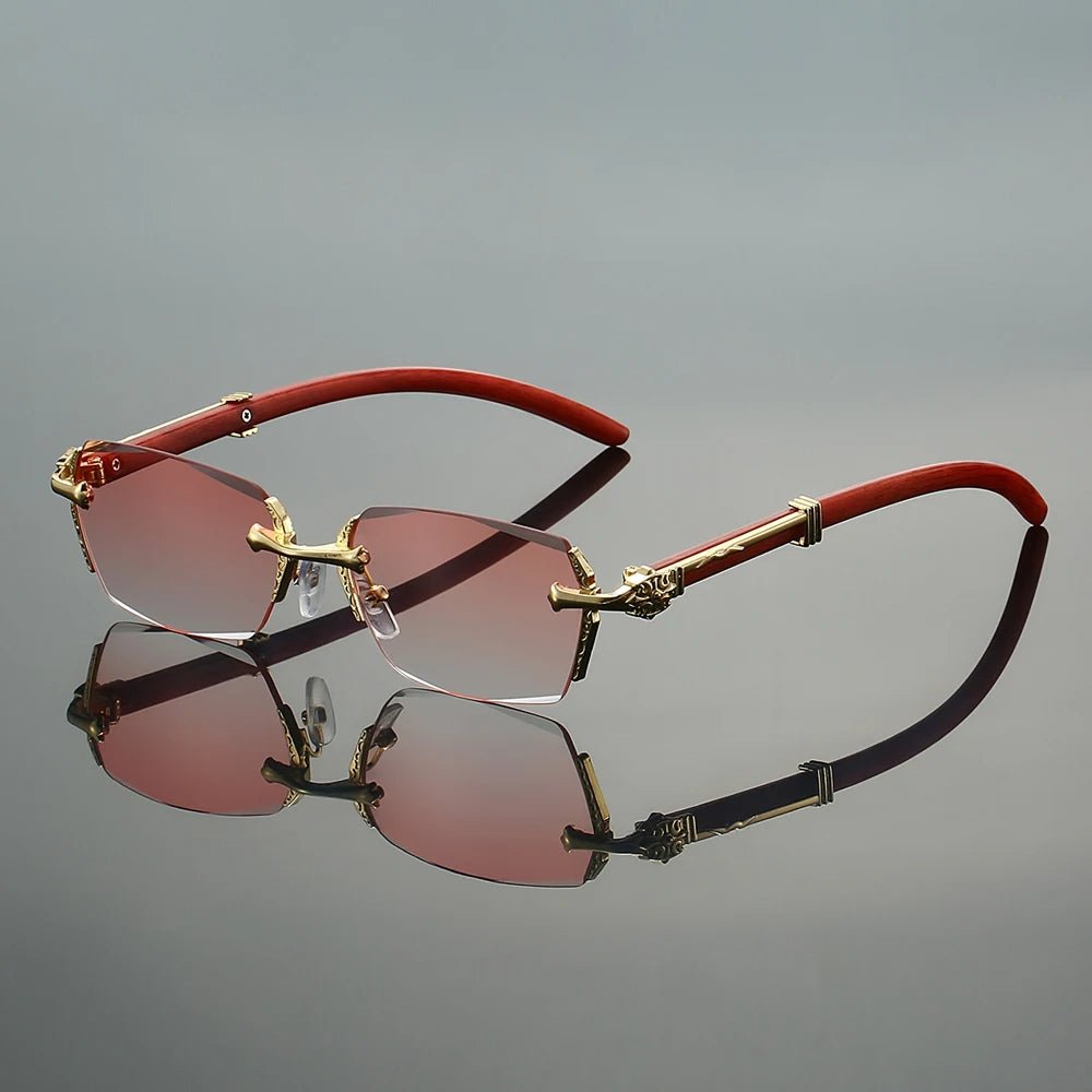 Rimless Sunglasses with Decorative Gold Temples and Gradient Lenses for UV400 Protection | Koossa