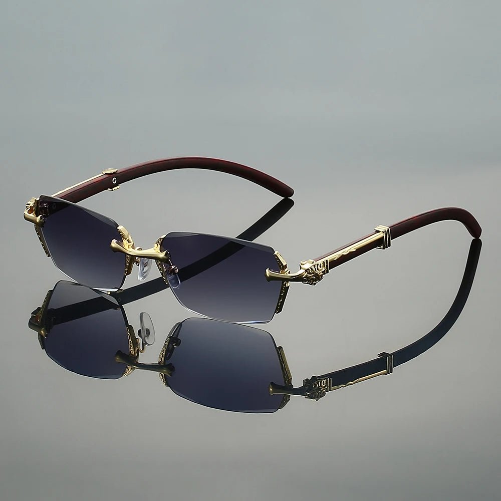 Rimless Sunglasses with Decorative Gold Temples and Gradient Lenses for UV400 Protection | Koossa
