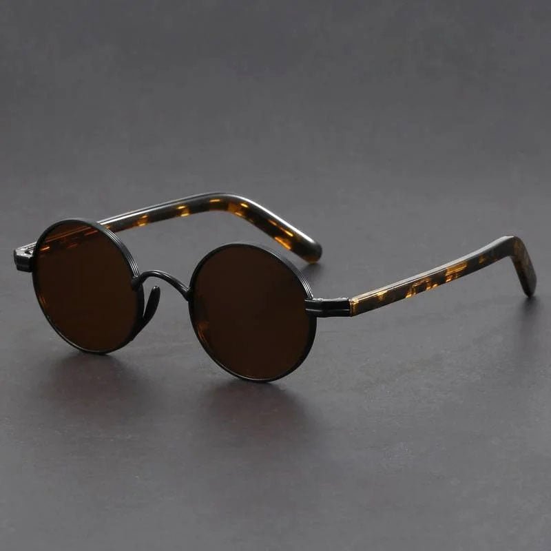 Round Metal Sunglasses with Tortoiseshell Arms in Gold, Grey, and Black | UV400 Protection | Koossa