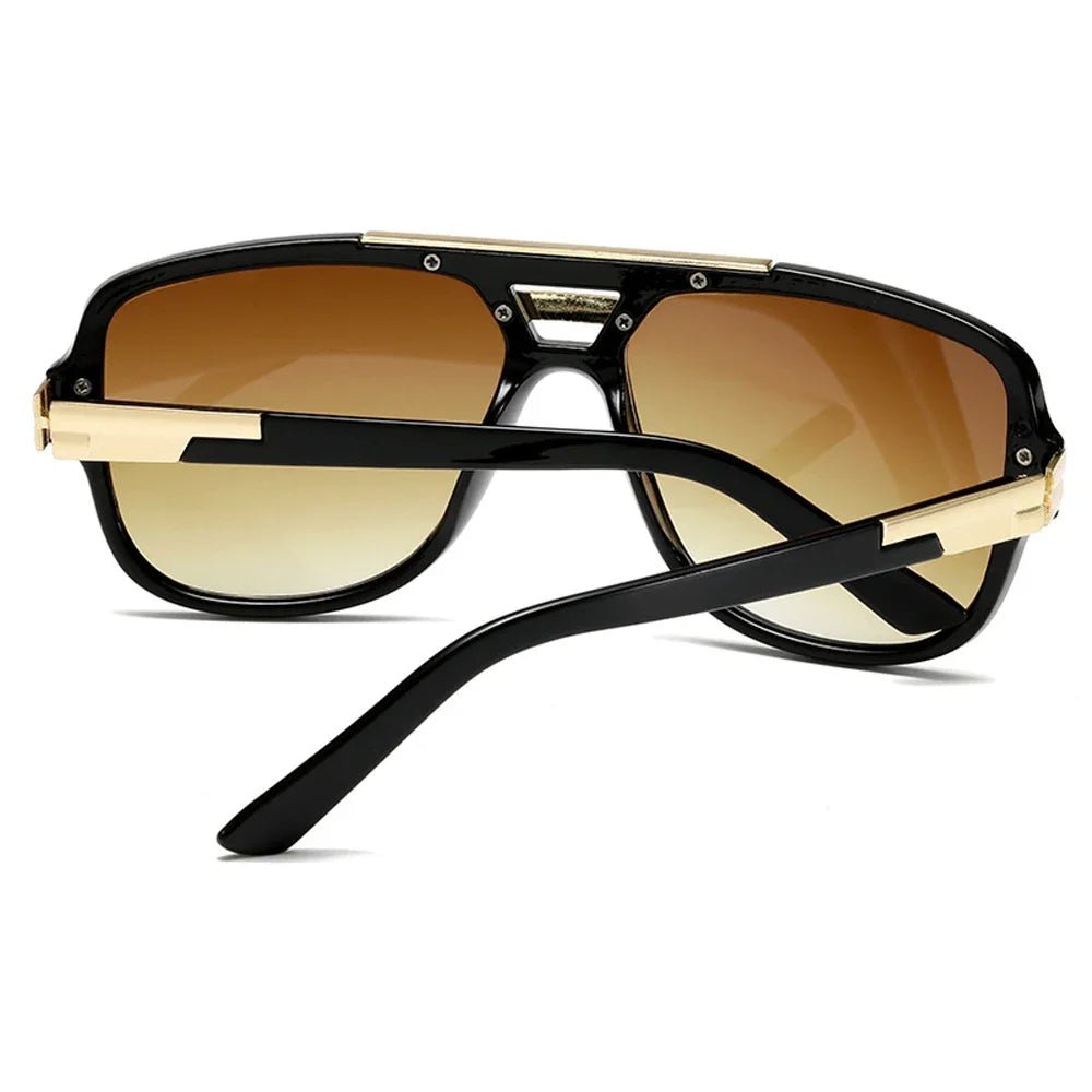 Square-Frame Aviator Sunglasses in Tortoiseshell Acetate with Gold Details and UV400 Protection | Koossa